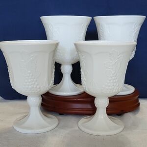Vintage White Milk Glass Goblets, Colony Harvest Goblets